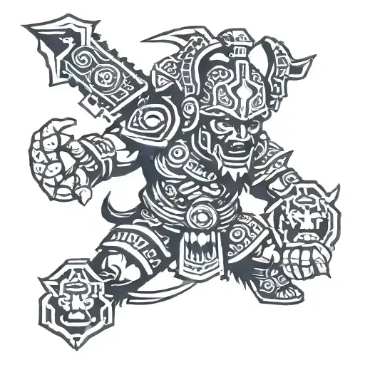 aztec god of war  tattoo design idea
