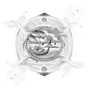 fantasy multidimensional ocean waves, greek column, olive tree, falcons flying, lemons on the ground tattoo design idea