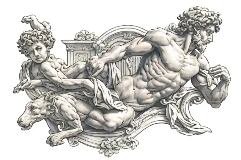 Michelangelo's David and Classical Compositions tattoo design idea