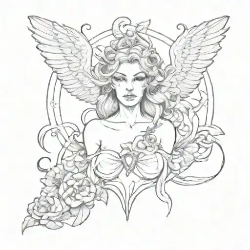feminine Lilith  tattoo design idea