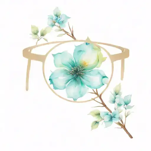 eyeglasses with flower blooming tattoo design idea
