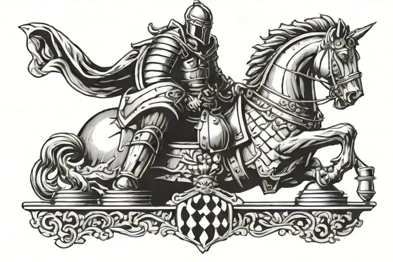 chestschoulder knight chess piece tattoo design idea