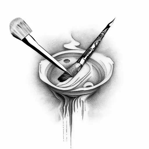 A tattoo of a paintbrush and palette with vibrant colors tattoo design idea