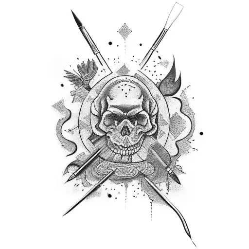 A tattoo of a paintbrush and palette with vibrant colors tattoo design idea