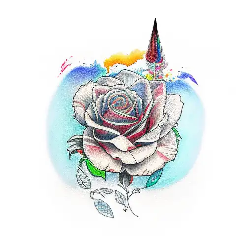 A tattoo of a paintbrush and palette with vibrant colors tattoo design idea