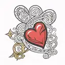 CONTINUE word tattoo in cursive but the O is heart, the T is a cross and I is a semicolon tattoo design idea