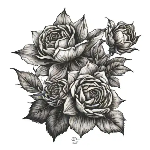 two January birth flowers and one December birth flower tattoo design idea