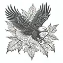Eagle bright fall leaves tattoo design idea