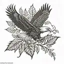 Eagle bright fall leaves tattoo design idea