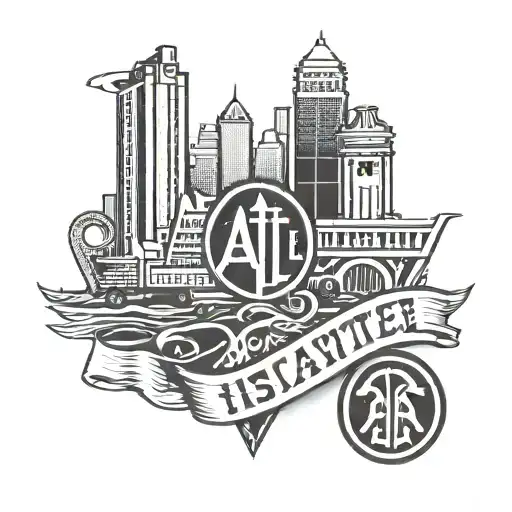 atl logo with city and  85 interstate symbol with rolled up money and rap image  tattoo design idea