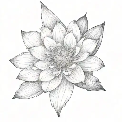 boquet of larkspur, water lily, chrysanthemum, daisy and poppy tattoo design idea