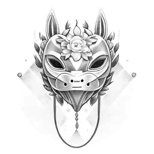 anbu mask with flower tattoo design idea