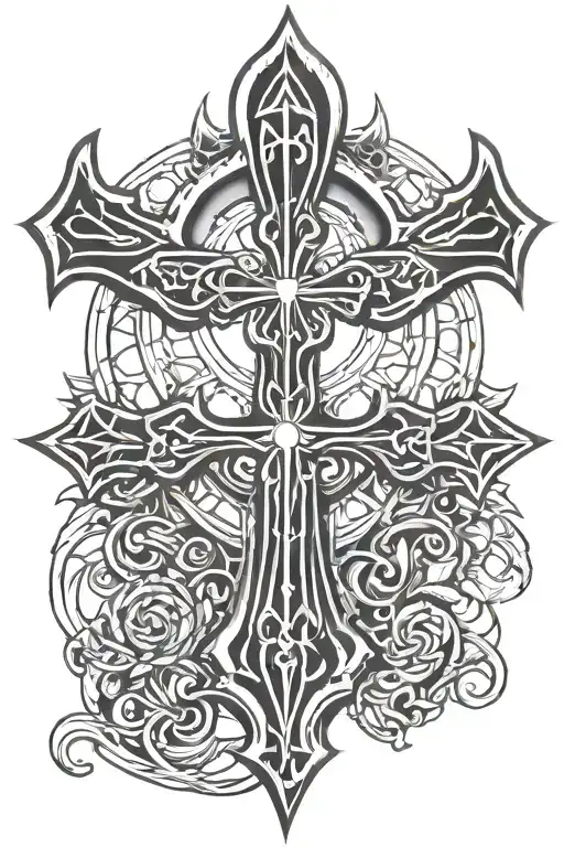 Vampire Ankh cross tattoo design idea