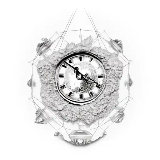 shattered clock tattoo design idea
