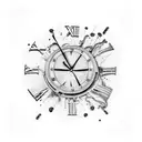 shattered clock tattoo design idea