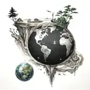 flat earth tattoo design idea