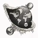 flat earth tattoo design idea