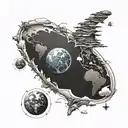 flat earth tattoo design idea