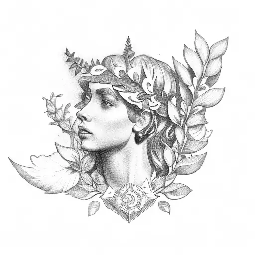 Laurel wreath with the name "De La Rosa" tattoo design idea