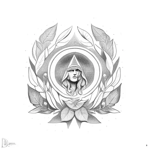 Laurel wreath with the name "De La Rosa" tattoo design idea