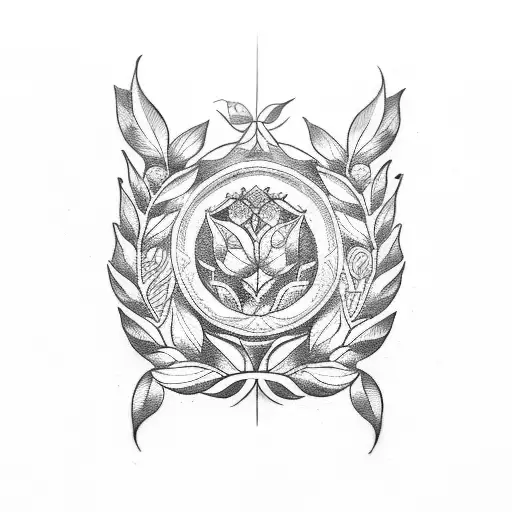 laurel wreath with De La Rosa tattoo design idea