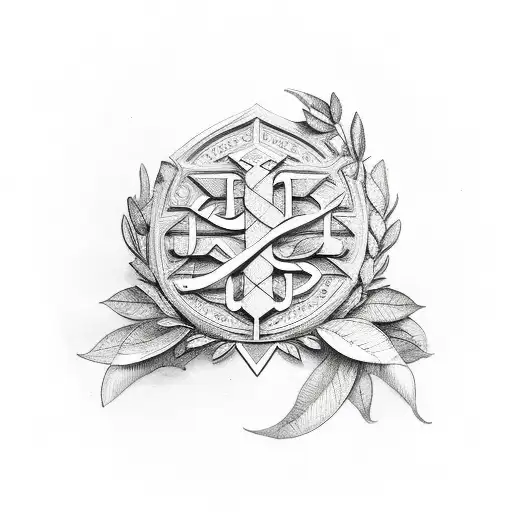 Laurel wreath with the name "De La Rosa" tattoo design idea