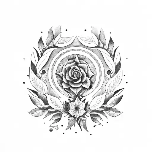 Laurel wreath with the name "De La Rosa" tattoo design idea