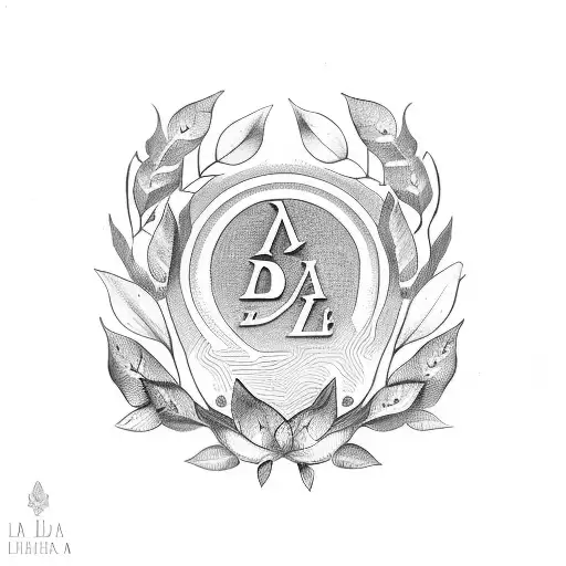 Laurel wreath with the name "De La Rosa" tattoo design idea