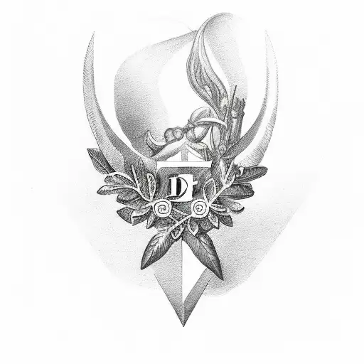 Laurel wreath with the name "De La Rosa" tattoo design idea