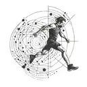 Create a minimalist and geometric tattoo design inspired by cross fit and running symbols, representing movement and endurance tattoo design idea