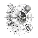 Create a minimalist and geometric tattoo design inspired by cross fit and running symbols, representing movement and endurance tattoo design idea