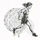 Create a minimalist and geometric tattoo design inspired by cross fit and running symbols, representing movement and endurance tattoo design idea