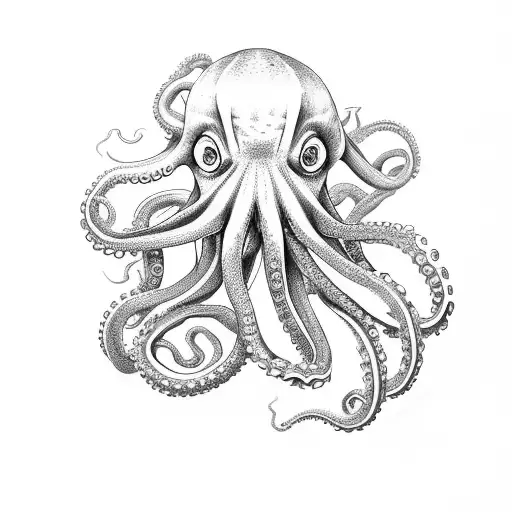 octopus tentacle wraping from behind knee down the shin tattoo design idea