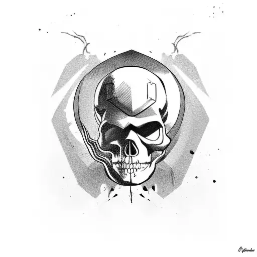 cowboy skull with crossed pistols tattoo design idea