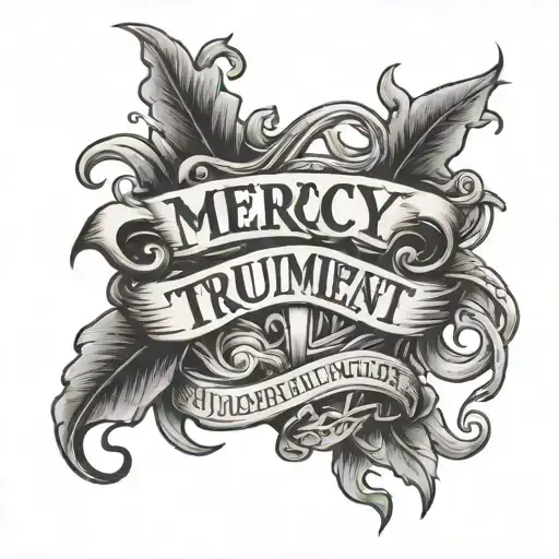 Script that says "Mercy Triumphs Over Judgement" tattoo design idea