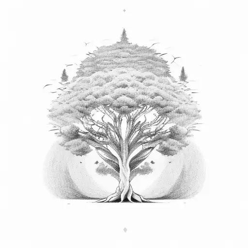 Tree with life money and family tattoo design idea