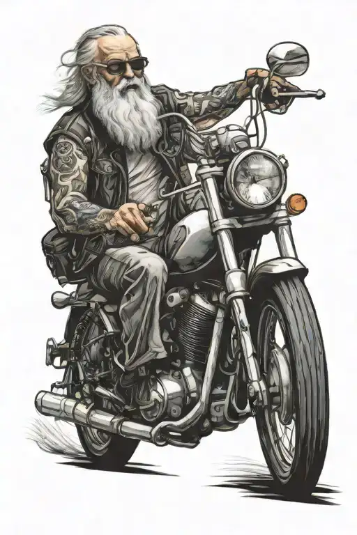 bearded biker older man tattoo design idea