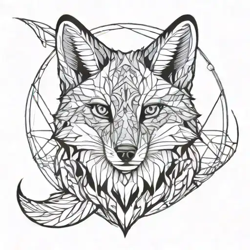 fox aquarius moon tattoo design idea