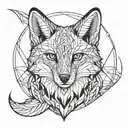fox aquarius moon tattoo design idea