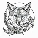 fox aquarius moon tattoo design idea