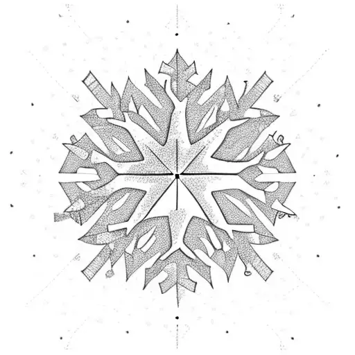 snow flake mountains pine  tattoo design idea