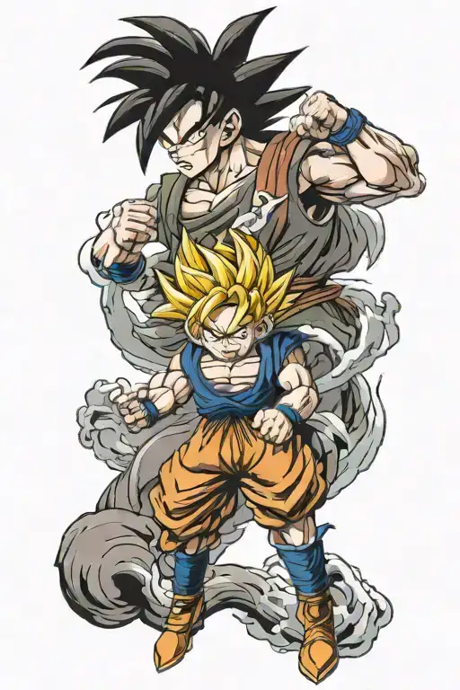 goku and gohan fusion design combining tattoo design idea