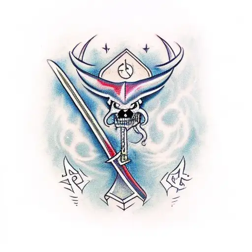 the demon sword from adventure time with the words to thine own self be true tattoo design idea