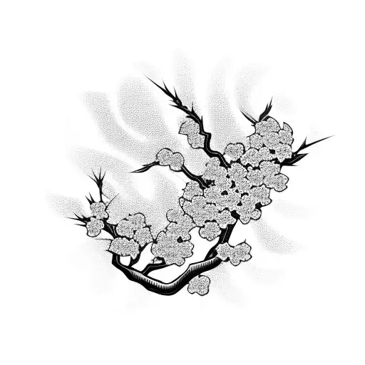 black and white japanese cherry blossom tattoos