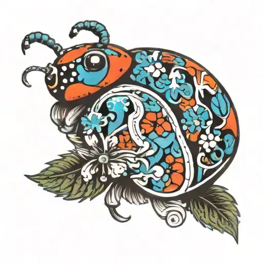 autism symbol and fibromyalgia symbol and ladybird   tattoo design idea