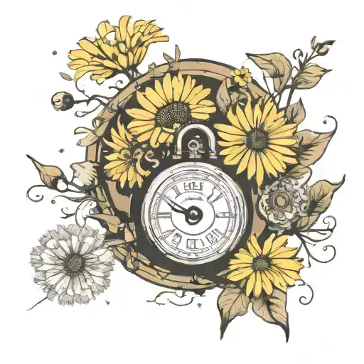 combination lock and dandelions blowing tattoo design idea