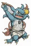 Stich playing volleyball player spiking tattoo design idea