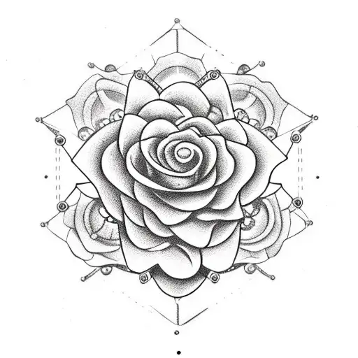A steampunk-inspired mechanical rose with intricate gears and cogs intertwined with the petals tattoo design idea
