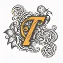 letter z in a simple backward designs tattoo design idea