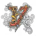 letter z in a simple backward designs tattoo design idea
